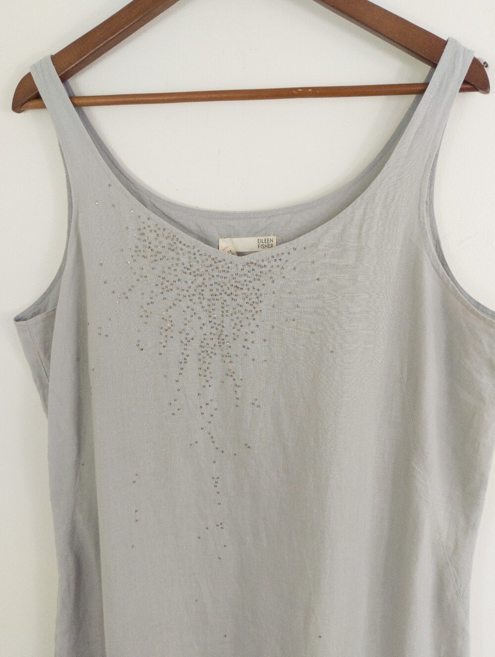 Eileen Fisher Irish Linen Sequin Tank Dress Gray Size 16 - Picture 3 of 10